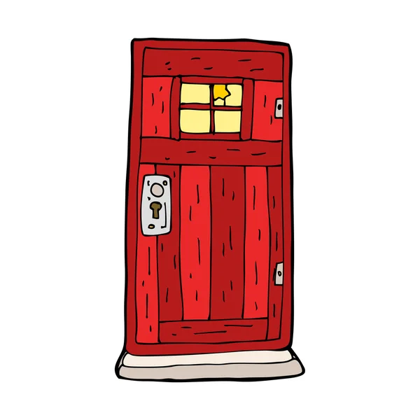Kartun tua pintu kayu - Stok Vektor