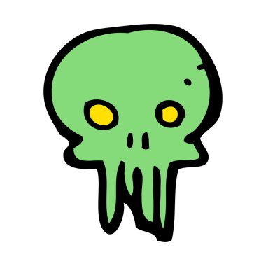 karikatür ürkütücü kafatası sembolü