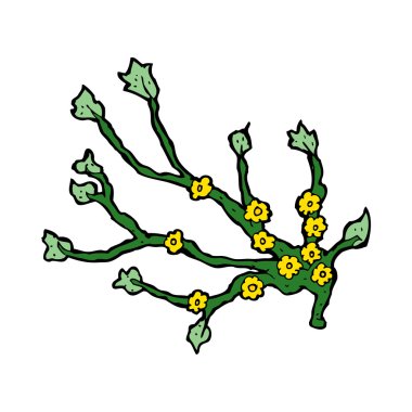 karikatür çiçekli dal