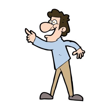 Çizgi filmdeki adam işaret edip gülüyor.