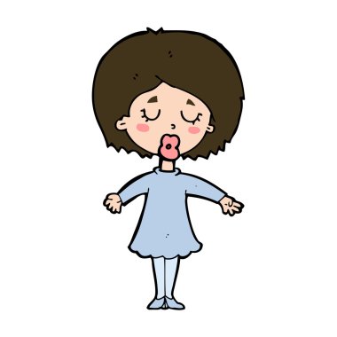 elbiseli kadın karikatür