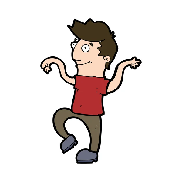 Cartoon happy man doing funny dance — Stock Vector