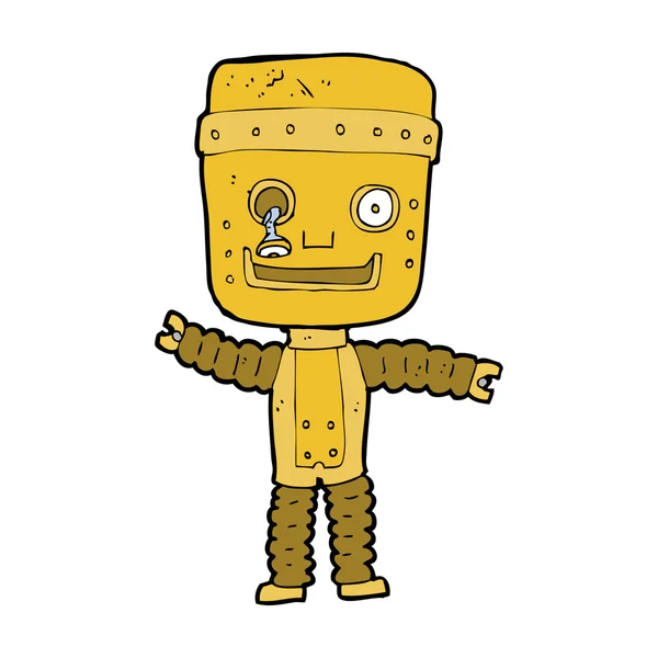 Tecknad rolig guld robot — Stock vektor