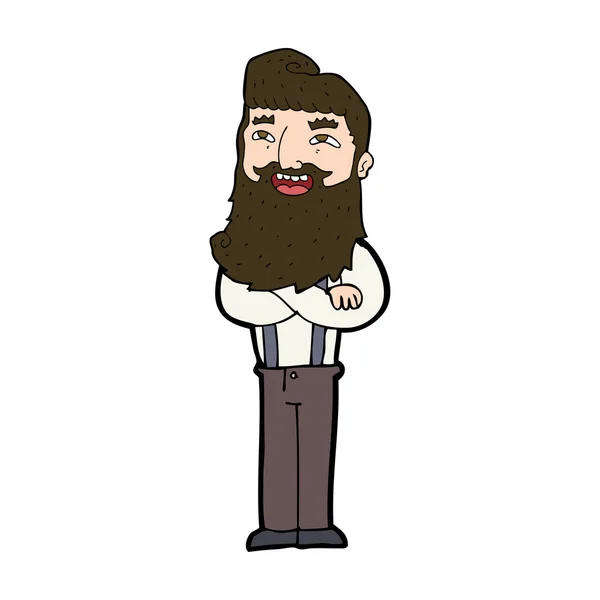 Dessin animé homme heureux avec barbe — Image vectorielle