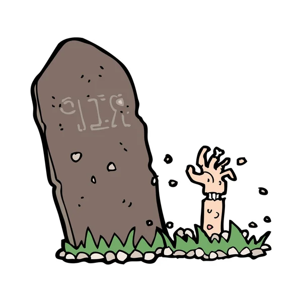 Cartoon zombie rising from grave — Stock Vector