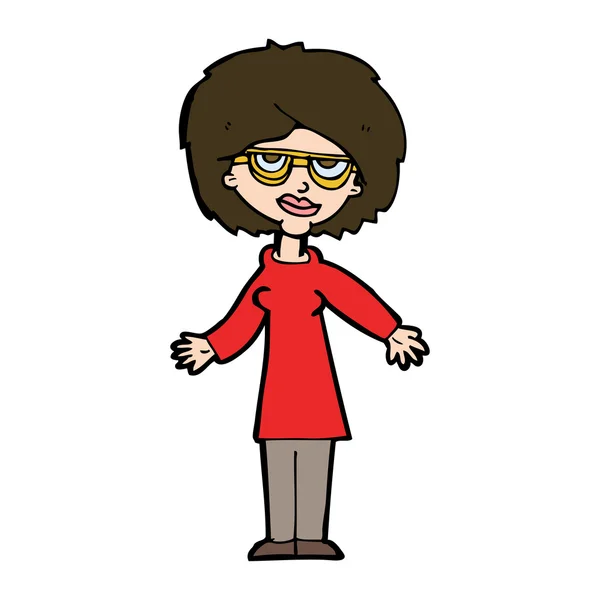 Γελοιογραφία γυναίκα φορώντας γυαλιά — Διανυσματικό Αρχείο