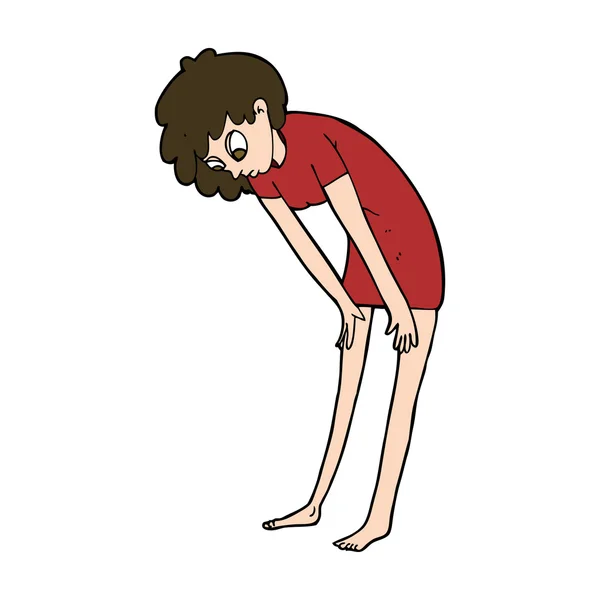 Mujer de dibujos animados mirando sus pies — Archivo Imágenes Vectoriales