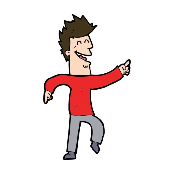 Dessin animé homme pointant et riant — Image vectorielle