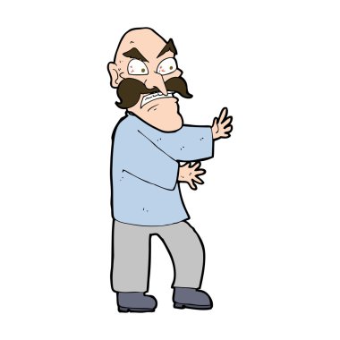 Çizgi film kızgın yaşlı adam.