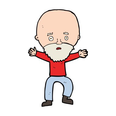 Çizgi film panikliyor yaşlı adam.