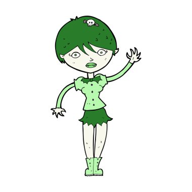 Çizgi filmdeki vampir kız el sallıyor