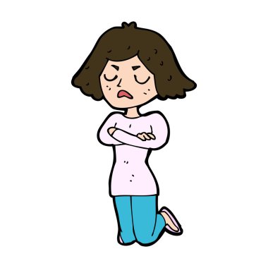 karikatür rahatsız kadın