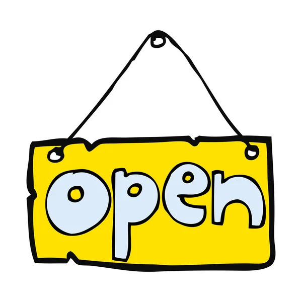 Kreskówka otwarta sklep znak — Wektor stockowy