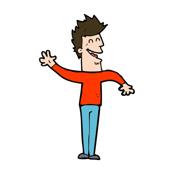 Cartoon happy man waving — Stock Vector