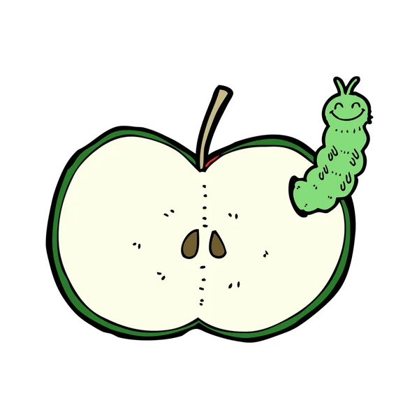 Insecte dessin animé manger pomme — Image vectorielle
