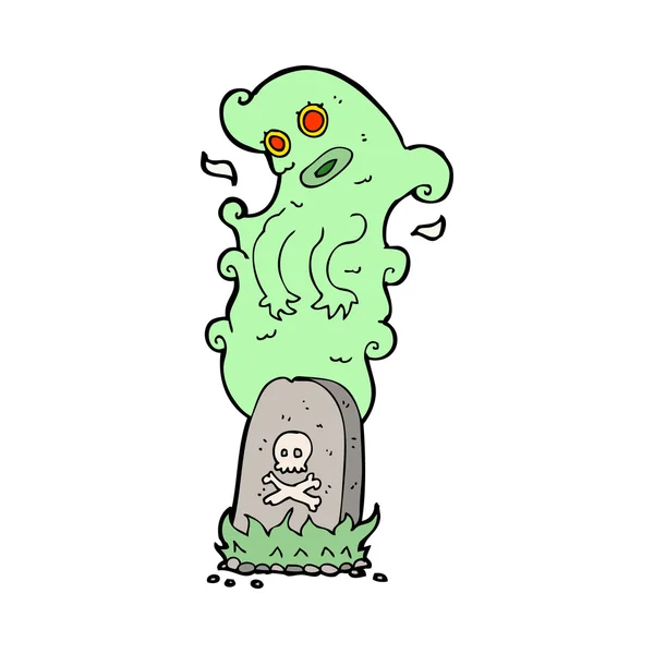 墓から立ち上がる漫画の幽霊 — ストックベクタ