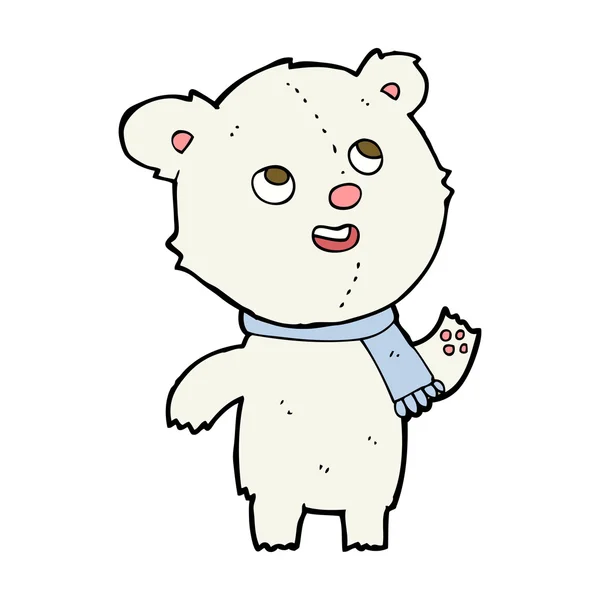 Cartoon polar bear wearing scarf — Stock Vector