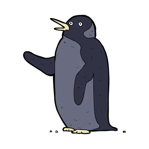 Pingüino de dibujos animados ondeando — Vector de stock