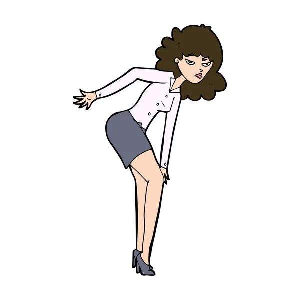 Dibujos animados mujer molesta frotando la rodilla — Archivo Imágenes Vectoriales