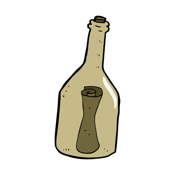 Carta de dibujos animados en una botella — Vector de stock