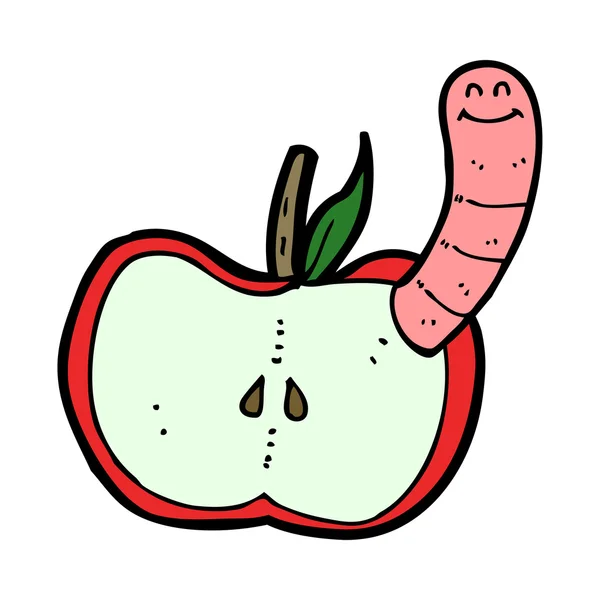 Cartoon appel met worm — Stockvector