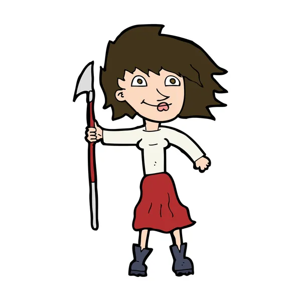 Femme dessin animé avec lance — Image vectorielle