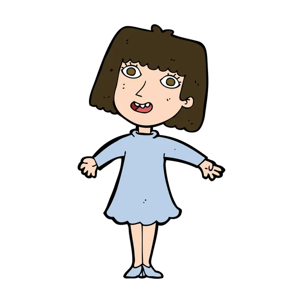 漫画幸せな女性のドレス — ストックベクタ