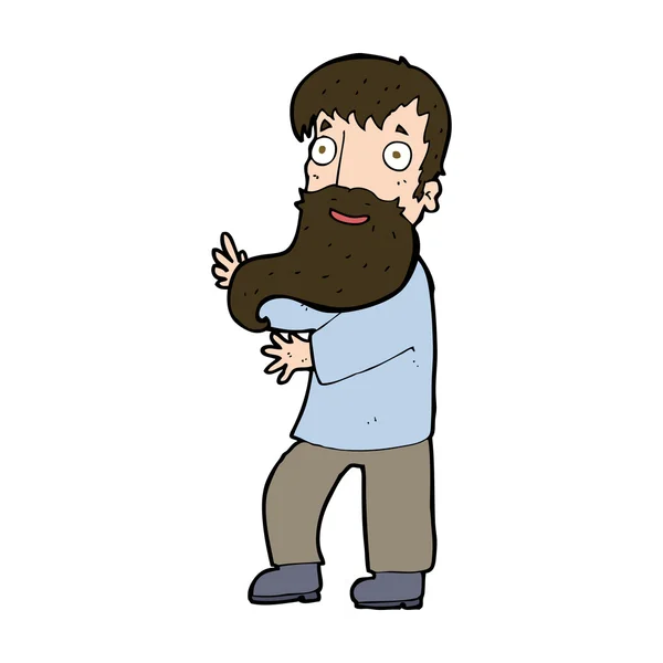 Kreslený nadšený vousatý muž — Stockový vektor