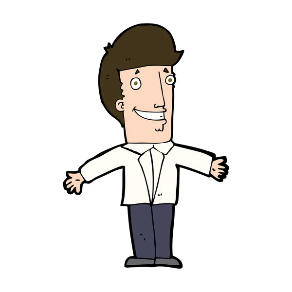 Cartoon grining man met open armen — Stockvector