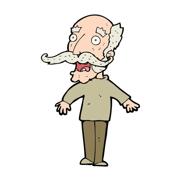 Dibujos animados hombre viejo jadeando sorprendido — Vector de stock