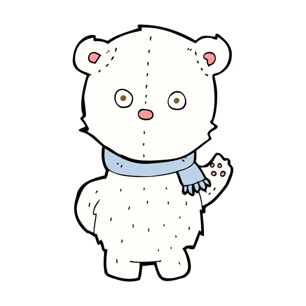 Cartone animato agitando cucciolo di orso polare — Vettoriale Stock