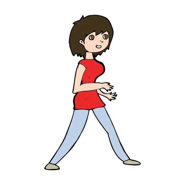 Kreslené žena chůze — Stockový vektor