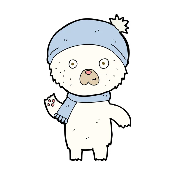 Urso polar acenando desenhos animados — Vetor de Stock