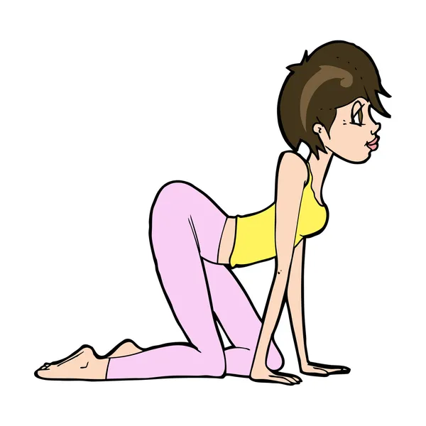 Dibujos animados mujer sexy a cuatro patas — Vector de stock