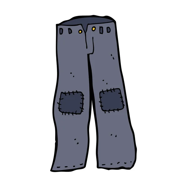 Dessin animé patché vieux jeans — Image vectorielle