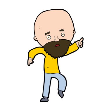 Çizgi film endişeli yaşlı adamın işaret ettiği