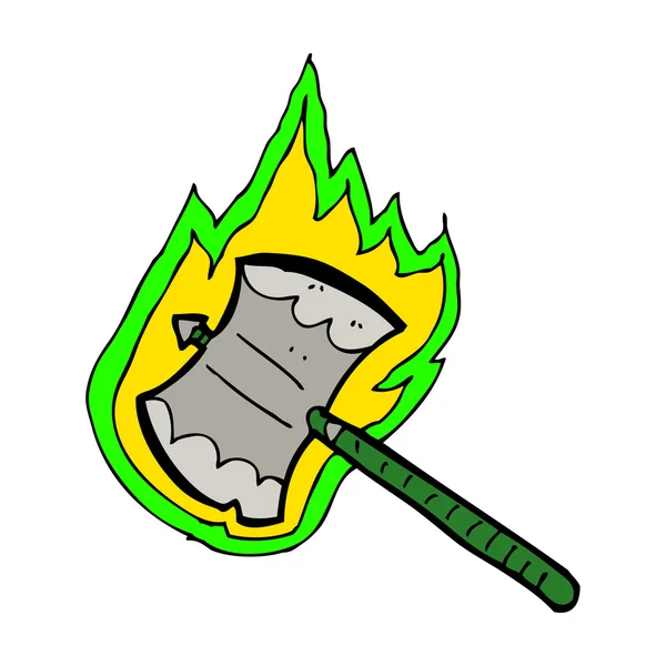 Cartoon flaming axe — Stock Vector