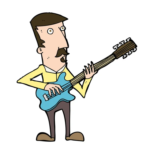 Cartoon man playing electric guitar — Stock Vector