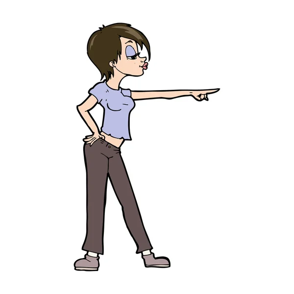 Cartoon hip woman pointing — Stock Vector