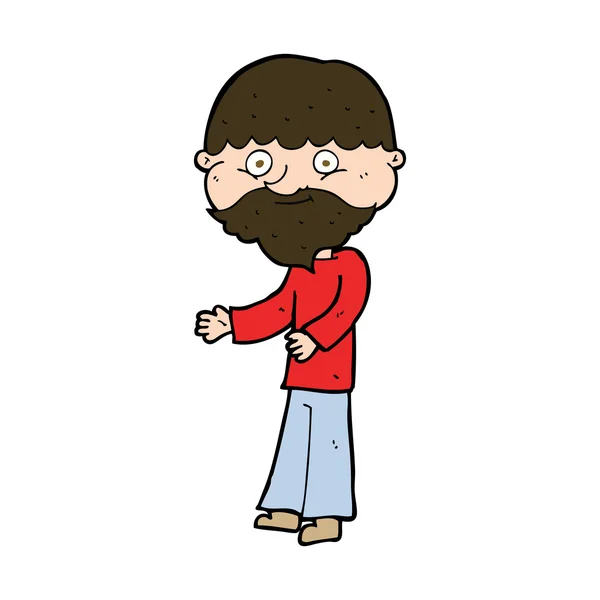 Cartoon happy bearded man — Stock Vector
