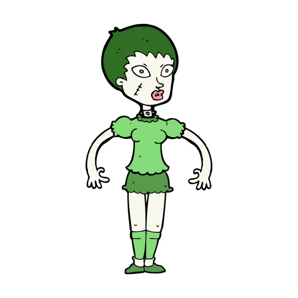 Desenho animado mulher monstro zumbi — Vetor de Stock