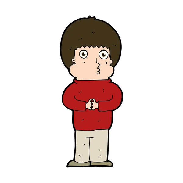 Cartoon verlegen jongen — Stockvector