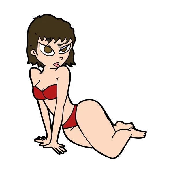 Cartoon sexy vrouw in ondergoed — Stockvector