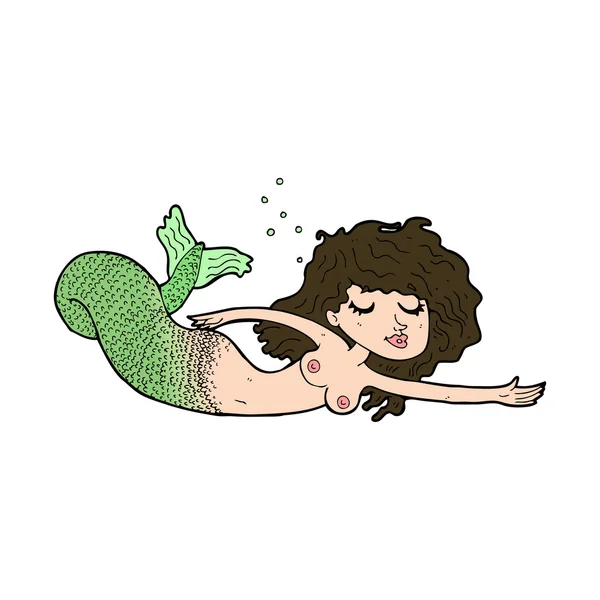 Dibujos animados sirena en topless — Vector de stock
