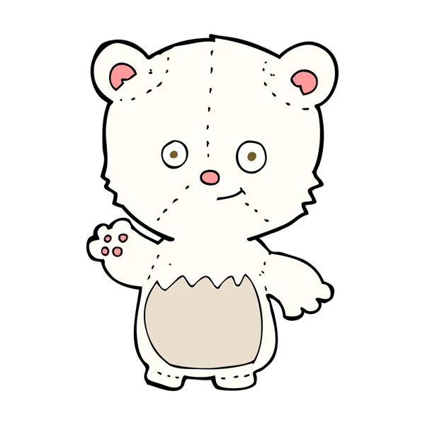 Cartoon polar bearcub Waving - Stok Vektor