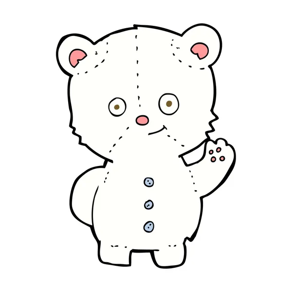 Мультяшний махаючий білий ведмідь дитина — стоковий вектор