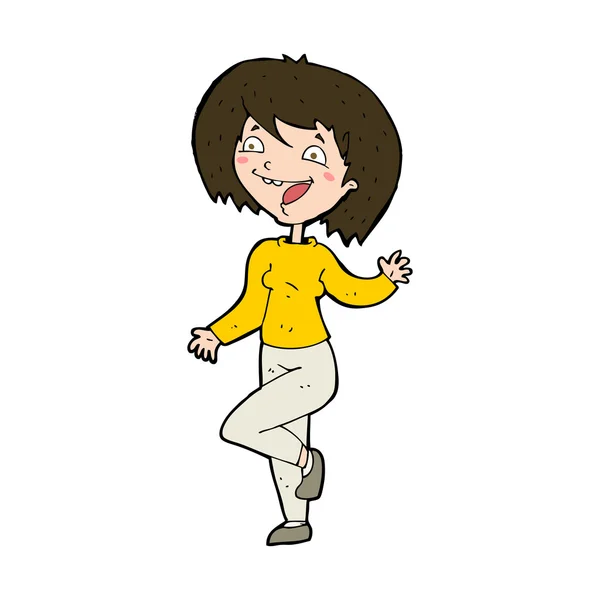 Dibujos animados riendo mujer — Vector de stock