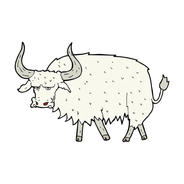 Cartoon annoyed hairy ox — Stock Vector