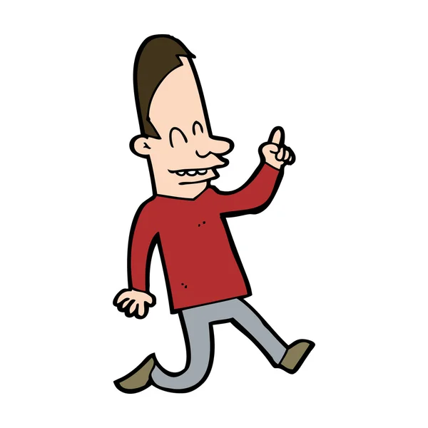 Cartoon happy man pointing — Stock Vector