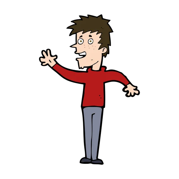 Cartoon gelukkig jongen zwaaien — Stockvector